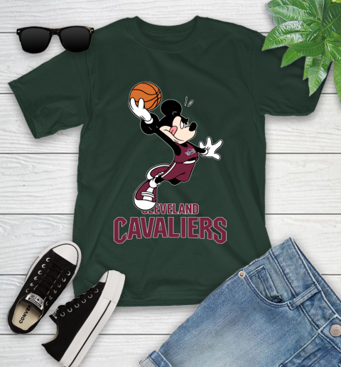 NBA Basketball Cleveland Cavaliers Cheerful Mickey Mouse Shirt Youth T-Shirt 5
