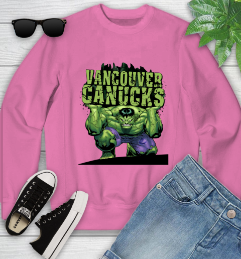 Vancouver Canucks NHL Hockey Incredible Hulk Marvel Avengers Sports Youth Sweatshirt 7