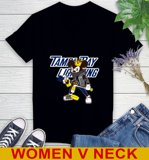 Tampa Bay Lightning NHL Hockey Mickey Peace Sign Sports Women's V-Neck T-Shirt 2