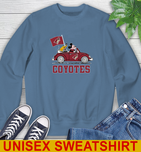 NHL Hockey Arizona Coyotes Pluto Mickey Driving Disney Shirt Sweatshirt 8
