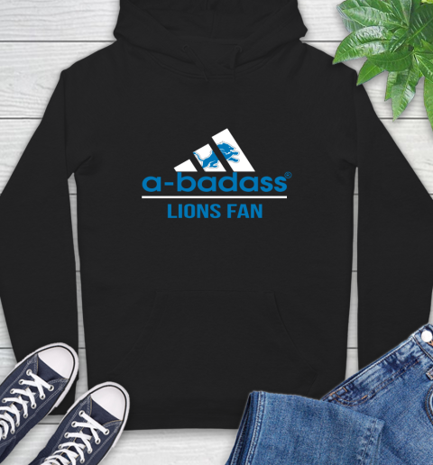 NFL A Badass Detroit Lions Fan Adidas Football Sports Hoodie Tee