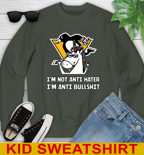 Pittsburgh Penguins NHL Hockey Unicorn I'm Not Anti Hater I'm Anti Bullshit Youth Sweatshirt 10 Pittsburgh Penguins NHL Hockey Unicorn I'm Not Anti Hater I'm Anti Bullshit Youth Sweatshirt - Image 10