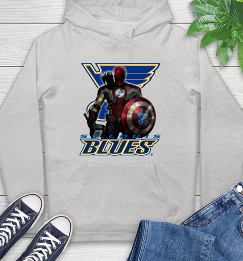 NHL Captain America Thor Spider Man Hawkeye Avengers Endgame Hockey St.Louis  Blues Hoodie