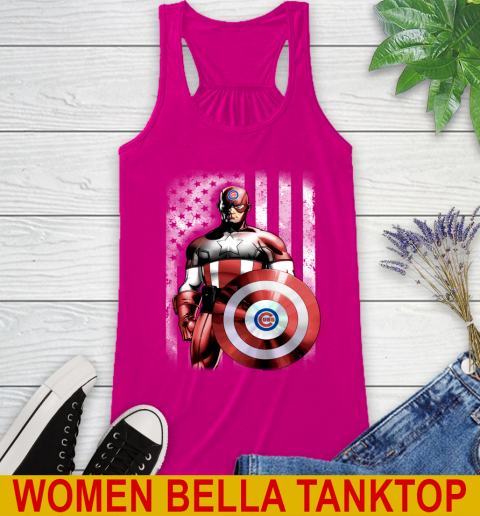 Chicago Cubs MLB Baseball Captain America Marvel Avengers American Flag Shirt Racerback Tank 6