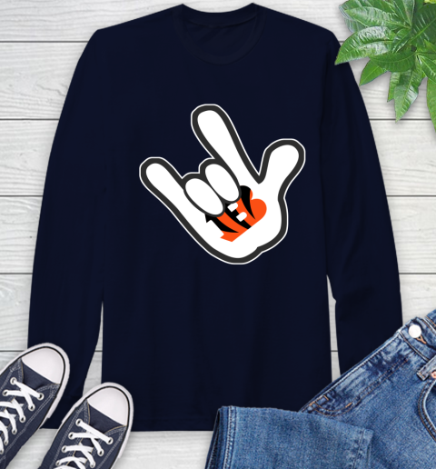 Cincinnati Bengals NFL Football Mickey Rock Hand Disney Long Sleeve T-Shirt 4