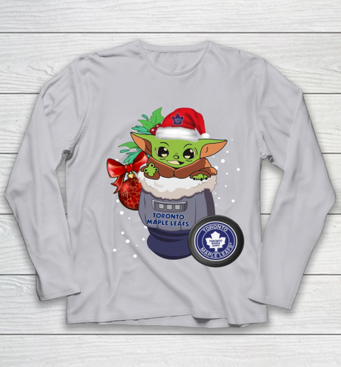 Toronto Maple Leafs Christmas Baby Yoda Star Wars Funny Happy NHL Youth Long Sleeve 5