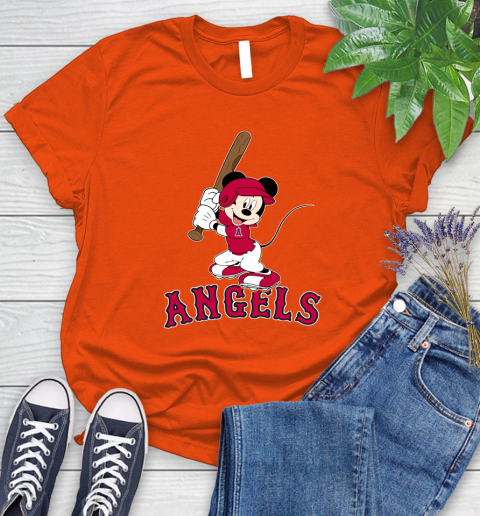 MLB Baseball Los Angeles Angels Cheerful Mickey Mouse Shirt Women's T-Shirt 4