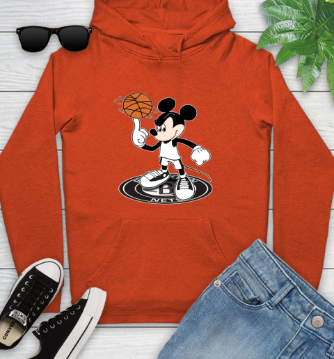 NBA Basketball Brooklyn Nets Cheerful Mickey Disney Shirt Youth Hoodie 5