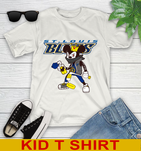 St.Louis Blues NHL Hockey Mickey Peace Sign Sports Youth T-Shirt