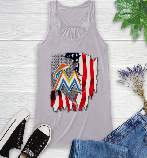 Miami Marlins MLB Baseball American Flag Racerback Tank - Image 5