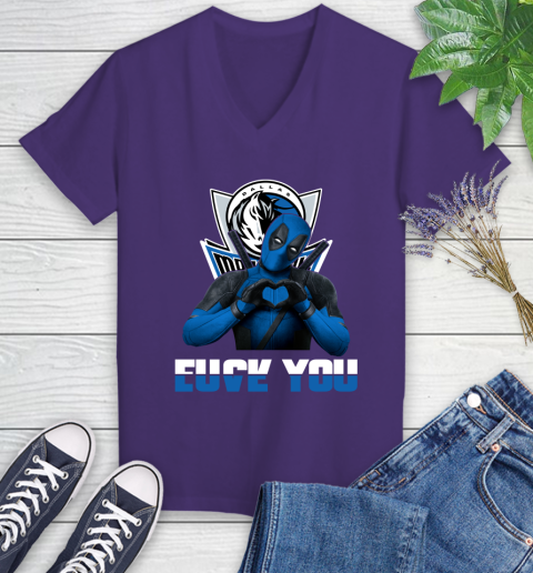 NBA Dallas Mavericks Deadpool Love You Fuck You Basketball Sports Women's V-Neck T-Shirt 3