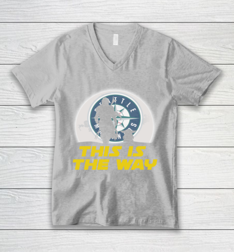 Seattle Mariners MLB Baseball Star Wars Yoda And Mandalorian This Is The Way V-Neck T-Shirt 3