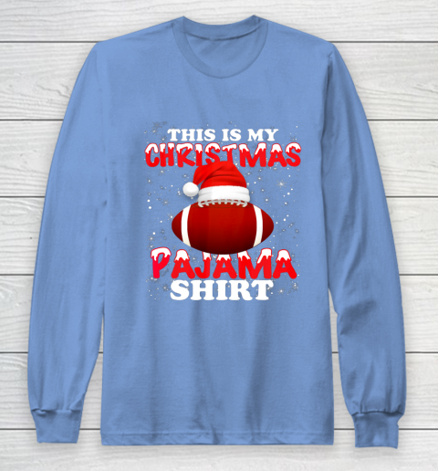 Football Christmas Gifts Santa Hat Funny Xmas Pajamas Long Sleeve T-Shirt 8