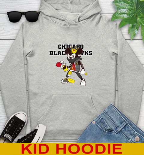 Chicago Blackhawks NHL Hockey Mickey Peace Sign Sports Youth Hoodie