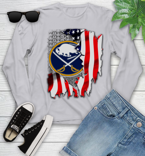 Buffalo Sabres NHL Hockey American Flag Youth Long Sleeve 5