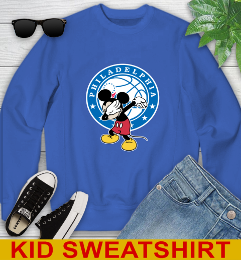 Philadelphia 76ers NBA Basketball Dabbing Mickey Disney Sports Youth Sweatshirt 7