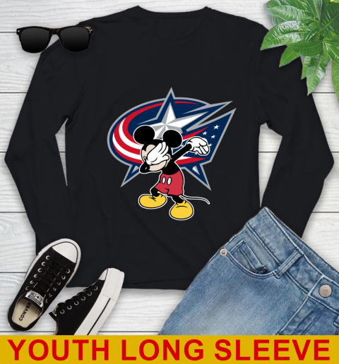 Columbus Blue Jackets NHL Hockey Dabbing Mickey Disney Sports Youth Long Sleeve 2