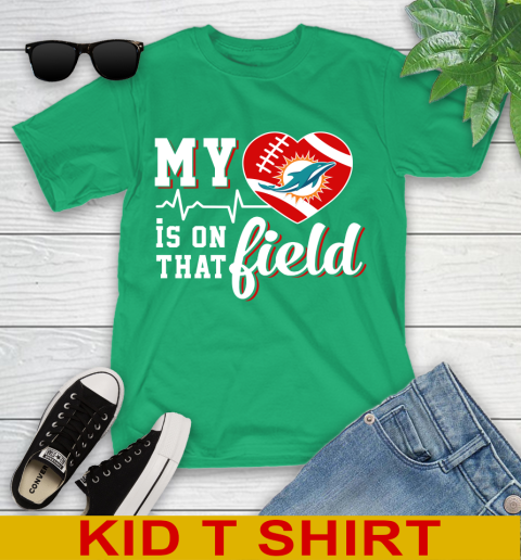 NFL My Heart Is On That Field Football Sports Miami Dolphins Youth T-Shirt 7