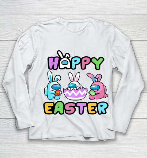 Bunny Kinda Sus Among Sus Us Cute Eggs Happy Easter Day Youth Long Sleeve