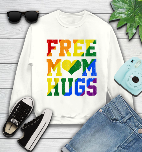 Nurse Shirt Vintage Free Mom Hugs Rainbow Heart LGBT Pride Month 2020 Shirt Sweatshirt