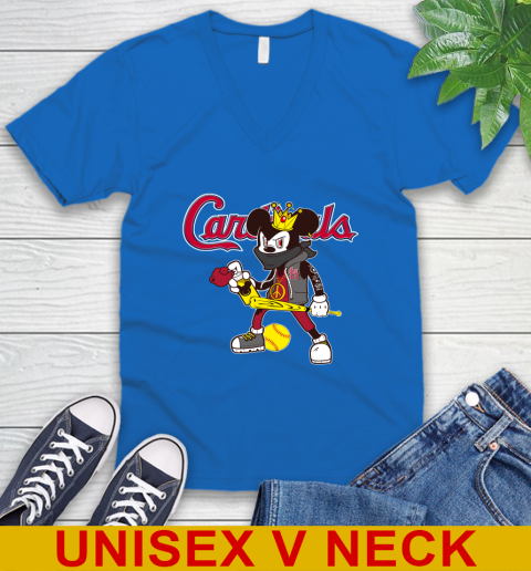 St.Louis Cardinals MLB Baseball Mickey Peace Sign Sports V-Neck T-Shirt 6