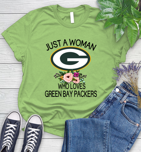 NFL Just A Woman Who Loves Green Bay Packers Football Sports Women's T-Shirt 7