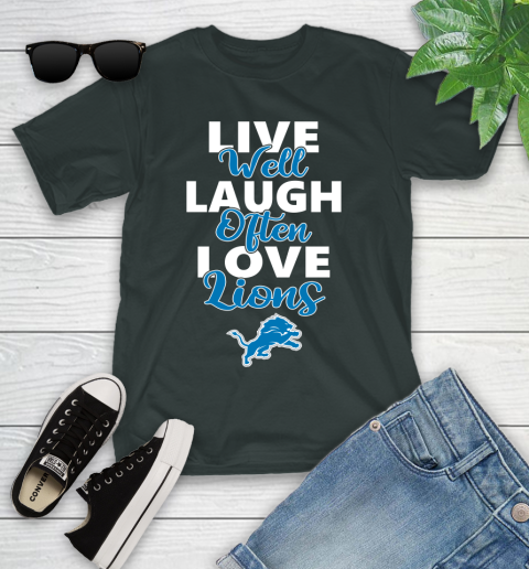 NFL Football Detroit Lions Live Well Laugh Often Love Shirt Youth T-Shirt 5