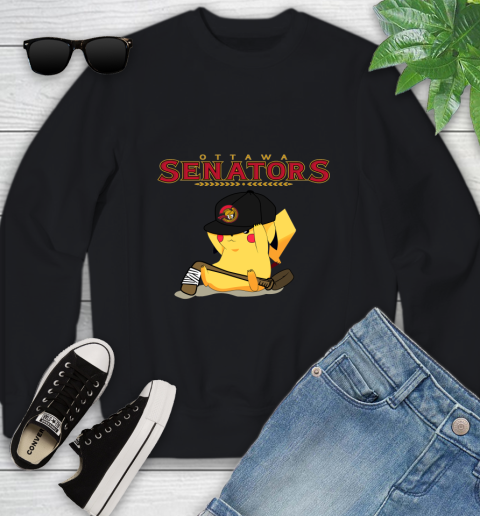 NHL Pikachu Hockey Sports Ottawa Senators Youth Sweatshirt 2