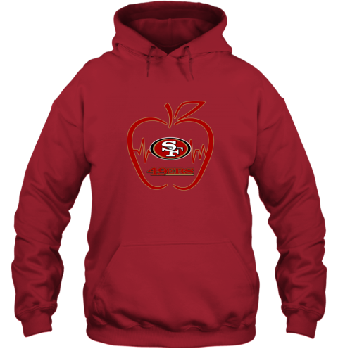 Apple Heartbeat Teacher Symbol San Francisco 49ers Long Sleeve T