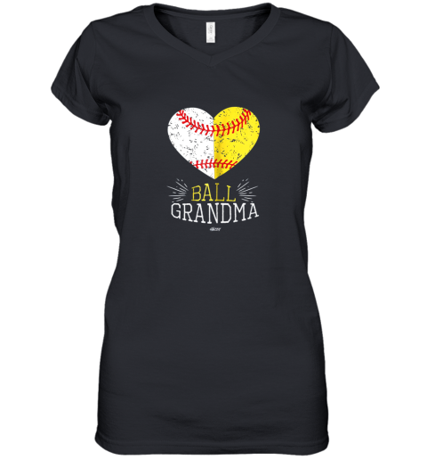 Mom Funny Baseball T Shirt Ball Funny Grandma Softball Gifts Women's V-Neck T-Shirt