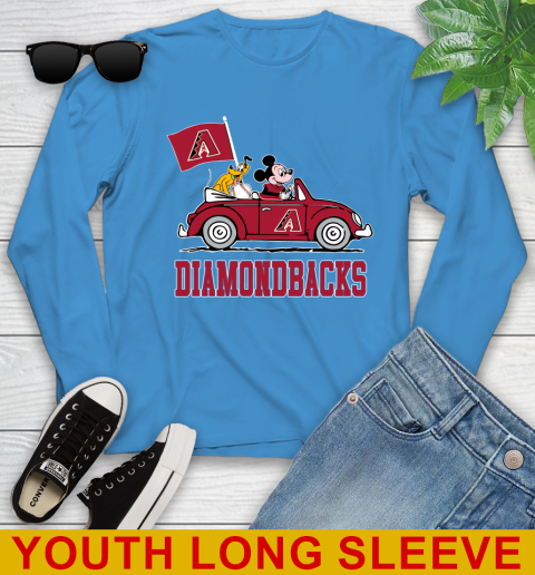 MLB Baseball Arizona Diamondbacks Pluto Mickey Driving Disney Shirt Youth Long Sleeve 8