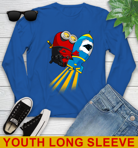 NFL Football Carolina Panthers Deadpool Minion Marvel Shirt Youth Long Sleeve 10