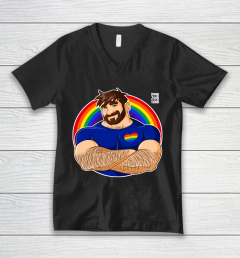 ADAM LIKES CROSSING ARMS  GAY PRIDE LGBT Gay Pride V-Neck T-Shirt