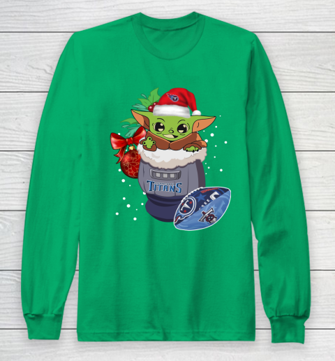 Tennessee Titans Christmas Baby Yoda Star Wars Funny Happy NFL Long Sleeve T-Shirt 7