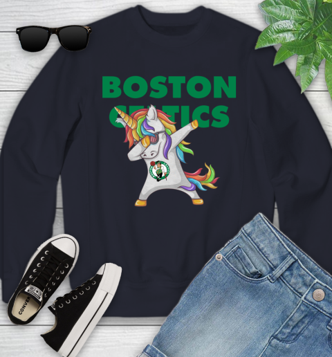 Boston Celtics NBA Basketball Funny Unicorn Dabbing Sports Youth Sweatshirt 3