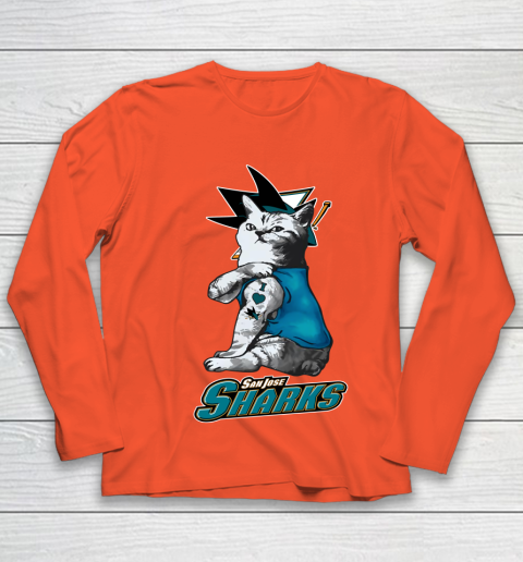 NHL My Cat Loves San Jose Sharks Hockey Youth Long Sleeve 3