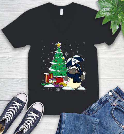 Tampa Bay Rays MLB Baseball Cute Tonari No Totoro Christmas Sports V-Neck T-Shirt