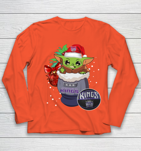 Sacramento Kings Christmas Baby Yoda Star Wars Funny Happy NBA Youth Long Sleeve 4