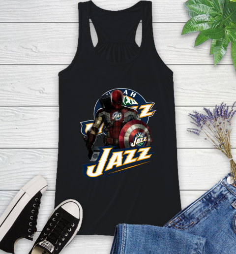 Utah Jazz NBA Basketball Captain America Thor Spider Man Hawkeye Avengers Racerback Tank 2