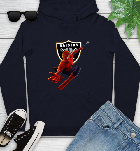 NFL Spider Man Avengers Endgame Football Oakland Raiders Youth Hoodie 4