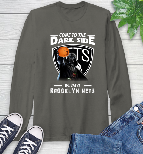 NBA Come To The Dark Side We Have Brooklyn Nets Star Wars Darth Vader Basketball Long Sleeve T-Shirt 9
