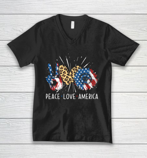 America USA Patriot Woman Independence Day 4th Of July V-Neck T-Shirt