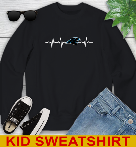 Carolina Panthers NFL Football Heart Beat Shirt Youth Sweatshirt