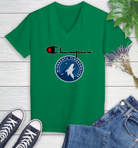NBA Basketball Minnesota Timberwolves Champion Shirt Women's V-Neck T-Shirt 3