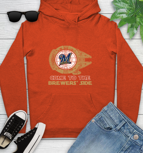 MLB Come To The Milwaukee Brewers Side Star Wars Baseball Sports Youth Hoodie 4