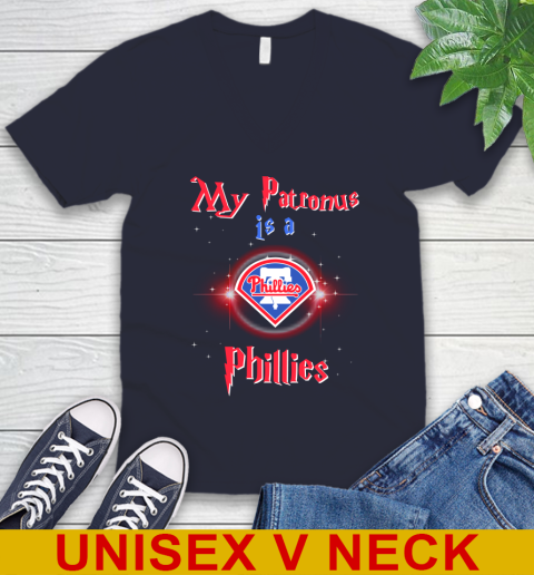 MLB Baseball Harry Potter My Patronus Is A Philadelphia Phillies V-Neck T-Shirt 2