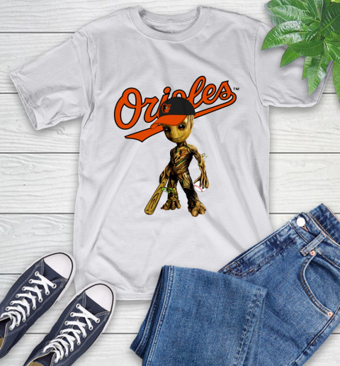 MLB Baltimore Orioles Groot Guardians Of The Galaxy Baseball T-Shirt 12