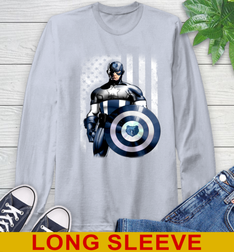 Memphis Grizzlies NBA Basketball Captain America Marvel Avengers American Flag Shirt Long Sleeve T-Shirt 6