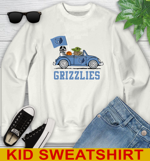 NBA Basketball Memphis Grizzlies Darth Vader Baby Yoda Driving Star Wars Shirt Youth Sweatshirt
