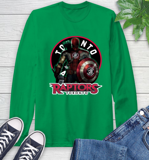 Toronto Raptors NBA Basketball Captain America Thor Spider Man Hawkeye Avengers Long Sleeve T-Shirt 7